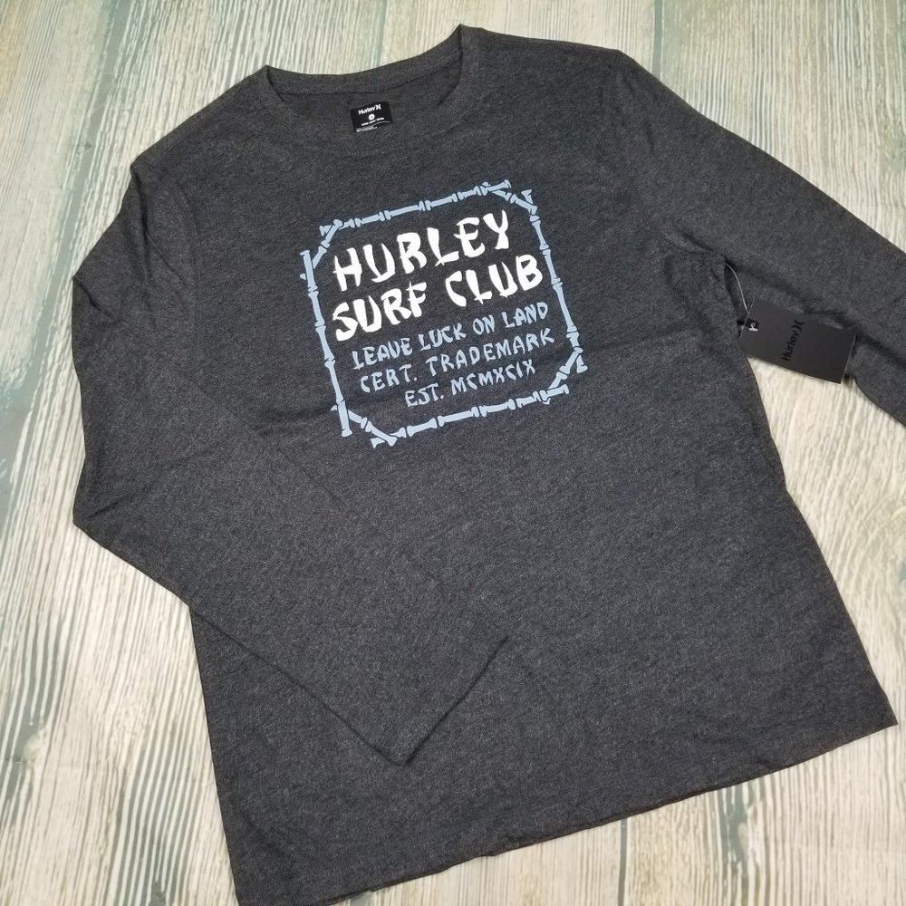 New HURLEY black surf club long sleeves tee top